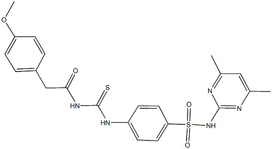 N-(4,6-dimethyl-2-pyrimidinyl)-4-[({[(4-methoxyphenyl)acetyl]amino}carbothioyl)amino]benzenesulfonamide 结构式