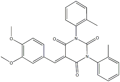 5-(3,4-dimethoxybenzylidene)-1,3-bis(2-methylphenyl)-2,4,6(1H,3H,5H)-pyrimidinetrione 结构式