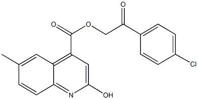 2-(4-chlorophenyl)-2-oxoethyl 2-hydroxy-6-methyl-4-quinolinecarboxylate 结构式