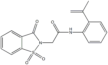 2-(1,1-dioxido-3-oxo-1,2-benzisothiazol-2(3H)-yl)-N-(2-isopropenylphenyl)acetamide 结构式