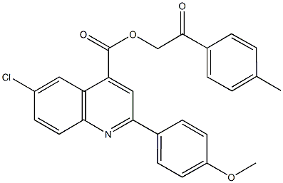 2-(4-methylphenyl)-2-oxoethyl 6-chloro-2-(4-methoxyphenyl)-4-quinolinecarboxylate 结构式