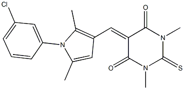 5-{[1-(3-chlorophenyl)-2,5-dimethyl-1H-pyrrol-3-yl]methylene}-1,3-dimethyl-2-thioxodihydro-4,6(1H,5H)-pyrimidinedione 结构式