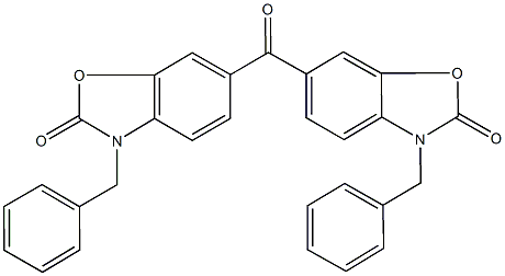 3-benzyl-6-[(3-benzyl-2-oxo-2,3-dihydro-1,3-benzoxazol-6-yl)carbonyl]-1,3-benzoxazol-2(3H)-one 结构式