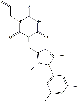 1-allyl-5-{[1-(3,5-dimethylphenyl)-2,5-dimethyl-1H-pyrrol-3-yl]methylene}-2-thioxodihydro-4,6(1H,5H)-pyrimidinedione 结构式