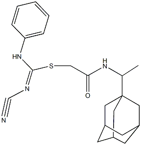 2-{[1-(1-adamantyl)ethyl]amino}-2-oxoethyl N'-cyano-N-phenylimidothiocarbamate 结构式