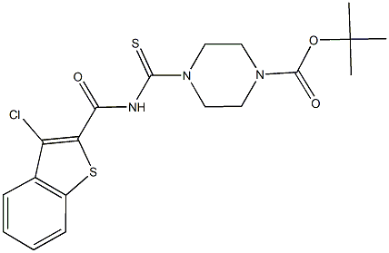 tert-butyl 4-({[(3-chloro-1-benzothien-2-yl)carbonyl]amino}carbothioyl)-1-piperazinecarboxylate 结构式