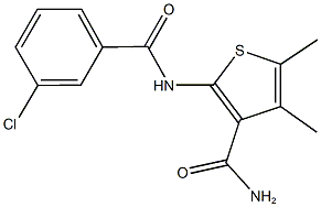 2-[(3-chlorobenzoyl)amino]-4,5-dimethyl-3-thiophenecarboxamide 结构式