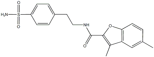 N-{2-[4-(aminosulfonyl)phenyl]ethyl}-3,5-dimethyl-1-benzofuran-2-carboxamide 结构式