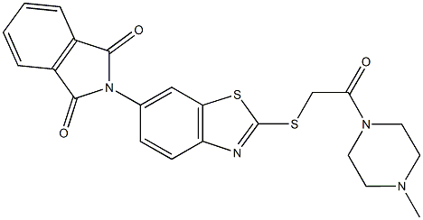 2-(2-{[2-(4-methyl-1-piperazinyl)-2-oxoethyl]sulfanyl}-1,3-benzothiazol-6-yl)-1H-isoindole-1,3(2H)-dione 结构式