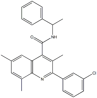 2-(3-chlorophenyl)-3,6,8-trimethyl-N-(1-phenylethyl)-4-quinolinecarboxamide 结构式