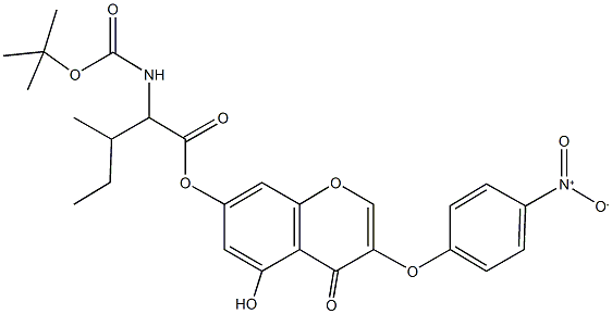 5-hydroxy-3-{4-nitrophenoxy}-4-oxo-4H-chromen-7-yl 2-[(tert-butoxycarbonyl)amino]-3-methylpentanoate 结构式