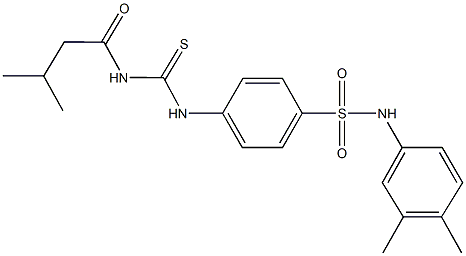 N-(3,4-dimethylphenyl)-4-({[(3-methylbutanoyl)amino]carbothioyl}amino)benzenesulfonamide 结构式