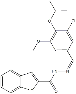 N'-(3-chloro-4-isopropoxy-5-methoxybenzylidene)-1-benzofuran-2-carbohydrazide 结构式