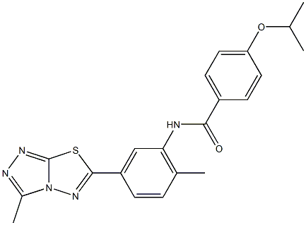 4-isopropoxy-N-[2-methyl-5-(3-methyl[1,2,4]triazolo[3,4-b][1,3,4]thiadiazol-6-yl)phenyl]benzamide 结构式