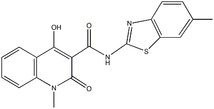 4-hydroxy-1-methyl-N-(6-methyl-1,3-benzothiazol-2-yl)-2-oxo-1,2-dihydro-3-quinolinecarboxamide 结构式