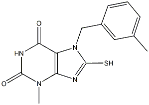 3-methyl-7-(3-methylbenzyl)-8-sulfanyl-3,7-dihydro-1H-purine-2,6-dione 结构式