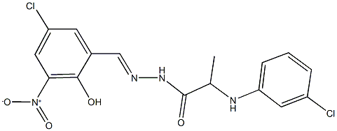 2-(3-chloroanilino)-N'-{5-chloro-2-hydroxy-3-nitrobenzylidene}propanohydrazide 结构式
