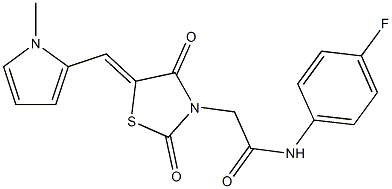 N-(4-fluorophenyl)-2-{5-[(1-methyl-1H-pyrrol-2-yl)methylene]-2,4-dioxo-1,3-thiazolidin-3-yl}acetamide 结构式