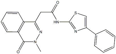 2-(3-methyl-4-oxo-3,4-dihydro-1-phthalazinyl)-N-(4-phenyl-1,3-thiazol-2-yl)acetamide 结构式