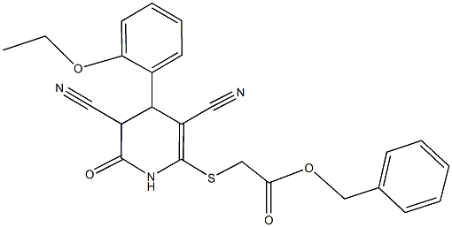 benzyl {[3,5-dicyano-4-(2-ethoxyphenyl)-6-oxo-1,4,5,6-tetrahydro-2-pyridinyl]sulfanyl}acetate 结构式