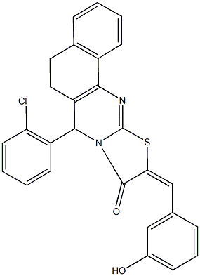 7-(2-chlorophenyl)-10-(3-hydroxybenzylidene)-5,7-dihydro-6H-benzo[h][1,3]thiazolo[2,3-b]quinazolin-9(10H)-one 结构式