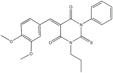 5-(3,4-dimethoxybenzylidene)-1-phenyl-3-propyl-2-thioxodihydro-4,6(1H,5H)-pyrimidinedione 结构式