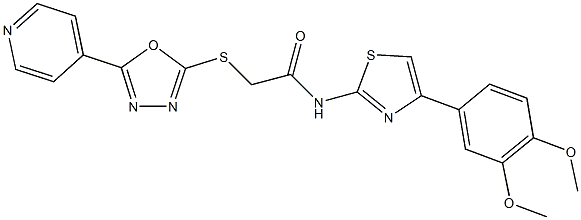N-[4-(3,4-dimethoxyphenyl)-1,3-thiazol-2-yl]-2-{[5-(4-pyridinyl)-1,3,4-oxadiazol-2-yl]sulfanyl}acetamide 结构式
