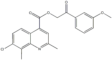 2-(3-methoxyphenyl)-2-oxoethyl 7-chloro-2,8-dimethyl-4-quinolinecarboxylate 结构式