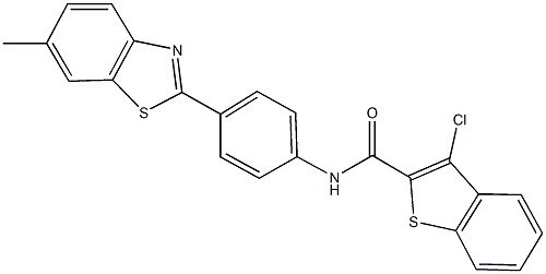 3-chloro-N-[4-(6-methyl-1,3-benzothiazol-2-yl)phenyl]-1-benzothiophene-2-carboxamide 结构式