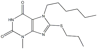 7-hexyl-3-methyl-8-(propylsulfanyl)-3,7-dihydro-1H-purine-2,6-dione 结构式