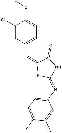 5-(3-chloro-4-methoxybenzylidene)-2-[(3,4-dimethylphenyl)imino]-1,3-thiazolidin-4-one 结构式