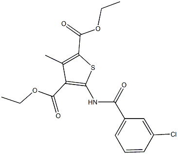 diethyl 5-[(3-chlorobenzoyl)amino]-3-methyl-2,4-thiophenedicarboxylate 结构式
