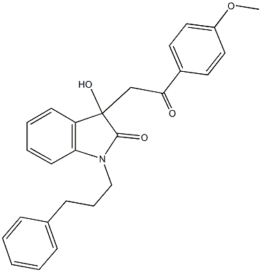 3-hydroxy-3-[2-(4-methoxyphenyl)-2-oxoethyl]-1-(3-phenylpropyl)-1,3-dihydro-2H-indol-2-one 结构式
