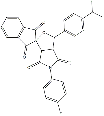 5-(4-fluorophenyl)-3-(4-isopropylphenyl)-1',3',4,6(2H)-tetraoxohexahydrospiro[1H-furo[3,4-c]pyrrole-1,2'-(1'H)-indene] 结构式