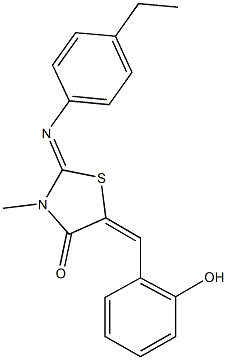 2-[(4-ethylphenyl)imino]-5-(2-hydroxybenzylidene)-3-methyl-1,3-thiazolidin-4-one 结构式