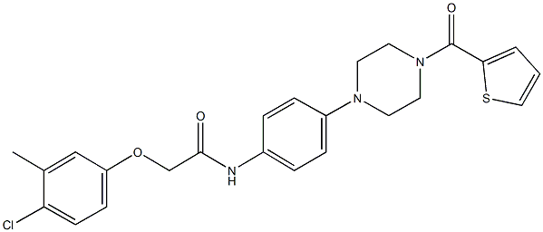 2-(4-chloro-3-methylphenoxy)-N-{4-[4-(2-thienylcarbonyl)-1-piperazinyl]phenyl}acetamide 结构式