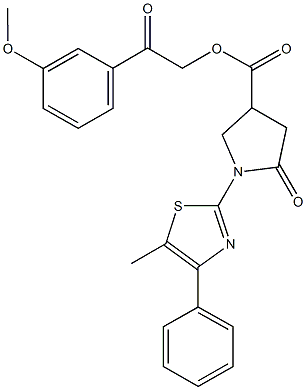 2-(3-methoxyphenyl)-2-oxoethyl 1-(5-methyl-4-phenyl-1,3-thiazol-2-yl)-5-oxo-3-pyrrolidinecarboxylate 结构式