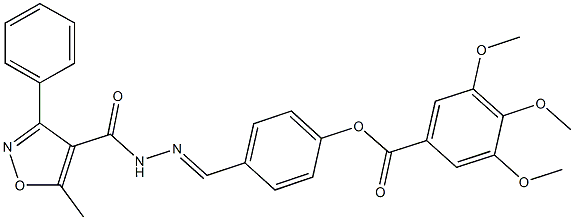 4-{2-[(5-methyl-3-phenyl-4-isoxazolyl)carbonyl]carbohydrazonoyl}phenyl 3,4,5-trimethoxybenzoate 结构式