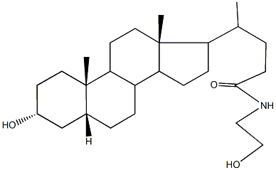 4-(3-hydroxy-10,13-dimethylhexadecahydro-1H-cyclopenta[a]phenanthren-17-yl)-N-(2-hydroxyethyl)pentanamide 结构式