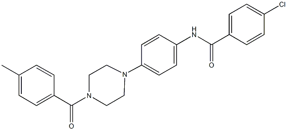 4-chloro-N-{4-[4-(4-methylbenzoyl)-1-piperazinyl]phenyl}benzamide 结构式
