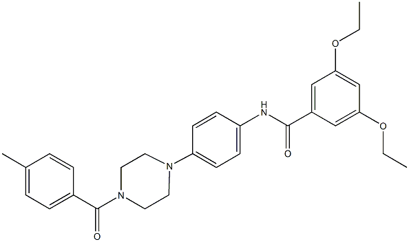 3,5-diethoxy-N-{4-[4-(4-methylbenzoyl)-1-piperazinyl]phenyl}benzamide 结构式