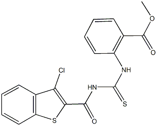 methyl 2-[({[(3-chloro-1-benzothien-2-yl)carbonyl]amino}carbothioyl)amino]benzoate 结构式