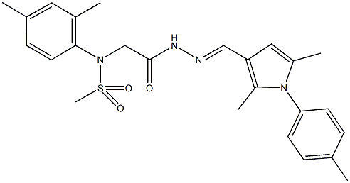 N-[2-(2-{[2,5-dimethyl-1-(4-methylphenyl)-1H-pyrrol-3-yl]methylene}hydrazino)-2-oxoethyl]-N-(2,4-dimethylphenyl)methanesulfonamide 结构式