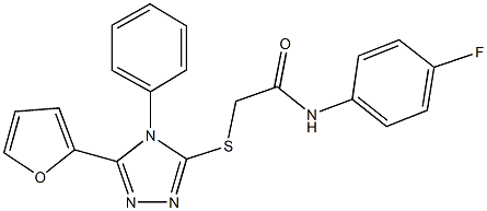 N-(4-fluorophenyl)-2-{[5-(2-furyl)-4-phenyl-4H-1,2,4-triazol-3-yl]sulfanyl}acetamide 结构式