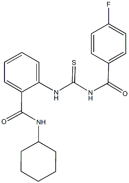 N-cyclohexyl-2-({[(4-fluorobenzoyl)amino]carbothioyl}amino)benzamide 结构式