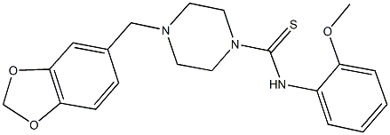 4-(1,3-benzodioxol-5-ylmethyl)-N-(2-methoxyphenyl)-1-piperazinecarbothioamide 结构式