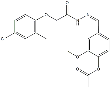 4-{2-[(4-chloro-2-methylphenoxy)acetyl]carbohydrazonoyl}-2-methoxyphenyl acetate 结构式