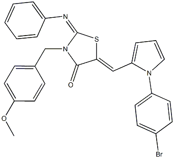 5-{[1-(4-bromophenyl)-1H-pyrrol-2-yl]methylene}-3-(4-methoxybenzyl)-2-(phenylimino)-1,3-thiazolidin-4-one 结构式
