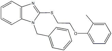 1-benzyl-2-{[2-(2-methylphenoxy)ethyl]sulfanyl}-1H-benzimidazole 结构式