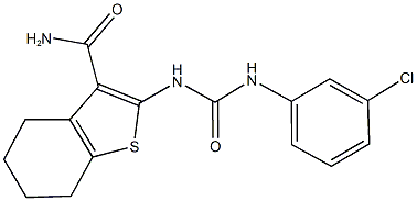 2-{[(3-chloroanilino)carbonyl]amino}-4,5,6,7-tetrahydro-1-benzothiophene-3-carboxamide 结构式